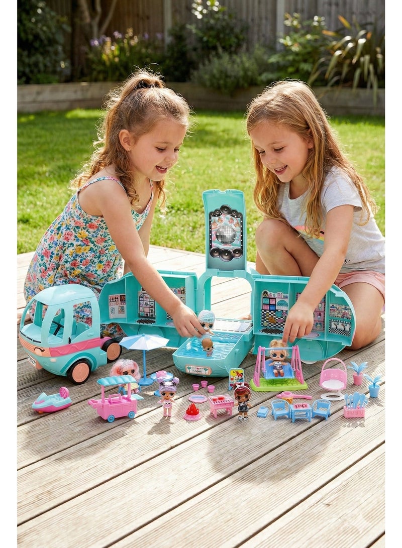 REZZOSS NEW LOL Surprise Glam N' Go Camper Playset – 4-in-1 Transforming Vehicle with 40+ Surprises & Exclusive Doll | Fully Furnished Glamping Car with Pool, Slide, BBQ & Bunk Beds | Large 360° Play Dollhouse Gift for Girls 4+ - Image 5